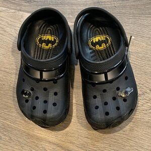 CROCS Kids Black Batman Clog Sandals with Yellow Logo